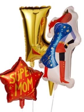 Rifle Paper Co. Super Mom Foil Balloon Set - Red, Gold, Blue, White